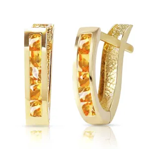 0.7 Carat 14K Solid Yellow Gold Oval Huggie Earrings Citrine