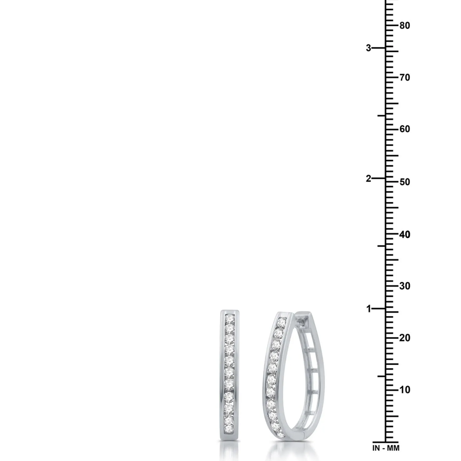 1 CTW Diamond Hoop Earrings in Rhodium Plated Sterling Silver