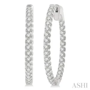 1 Ctw Inside-Out Round Cut Diamond Hoop Earrings in 14K White Gold