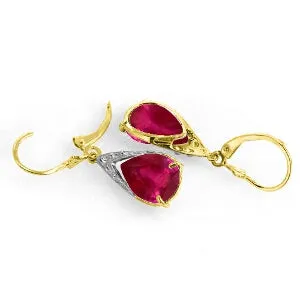 10 Carat 14K Solid Yellow Gold Fresh Roses Ruby Earrings