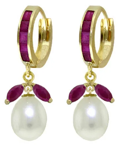 10.3 Carat 14K Solid White Gold Reveal The Magic Ruby Pearl Earrings