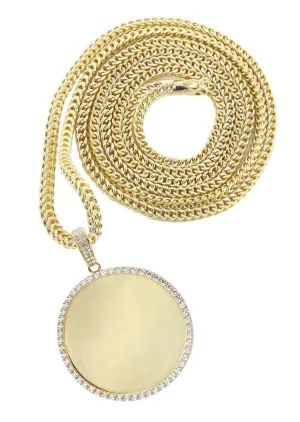 10K Yellow Gold Round Picture Necklace | Appx. 16.7 Grams