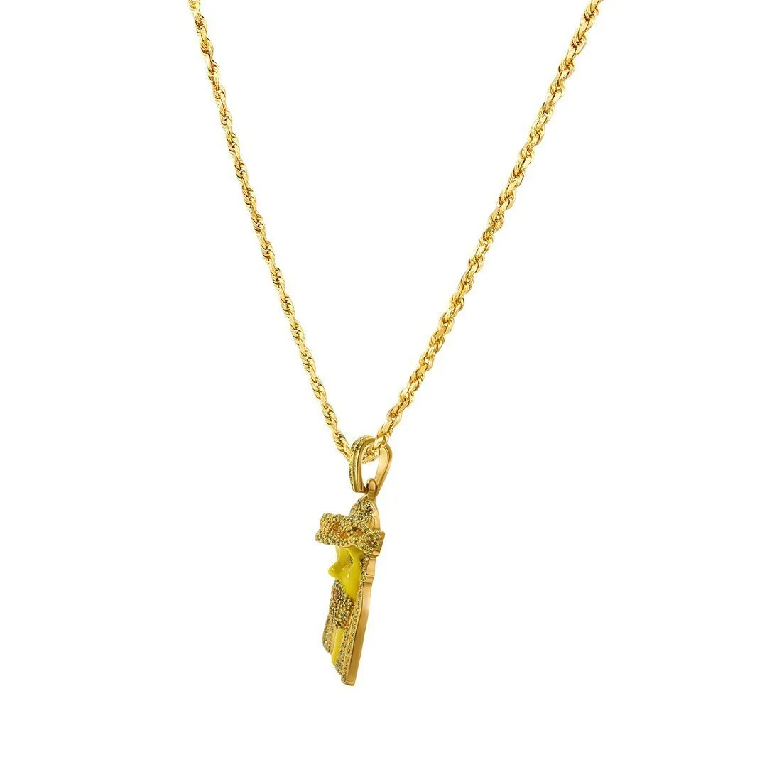 10k Yellow gold Yellow Diamond Jesus Piece Pendant with Enamel 3.30 carats