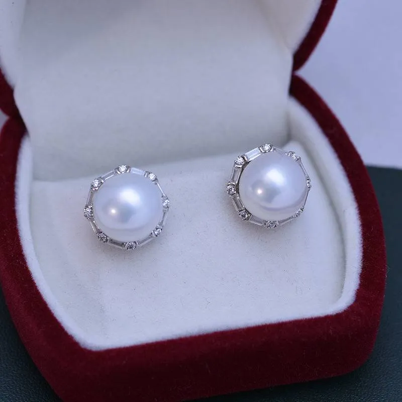 11-12mm Freshwater Pearls & Anna Zirconia Earrings