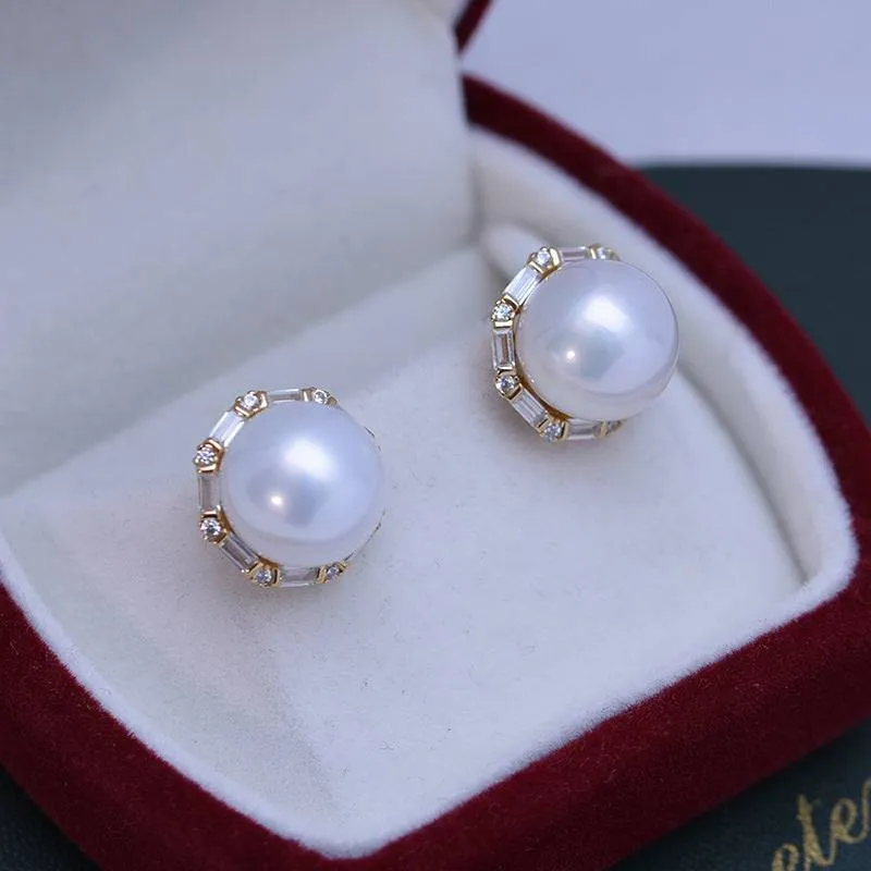 11-12mm Freshwater Pearls & Anna Zirconia Earrings