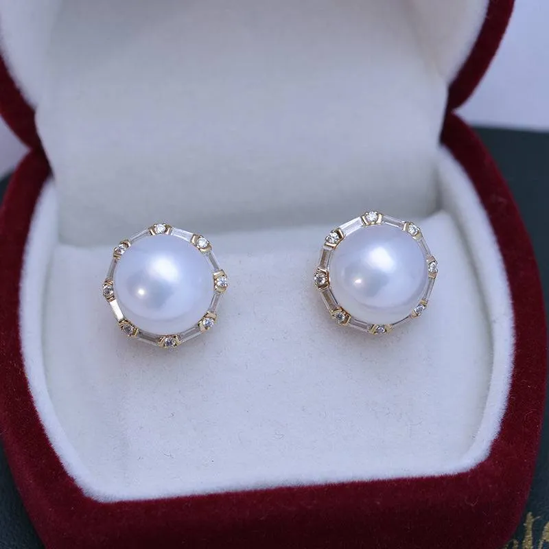 11-12mm Freshwater Pearls & Anna Zirconia Earrings