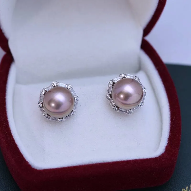 11-12mm Freshwater Pearls & Anna Zirconia Earrings