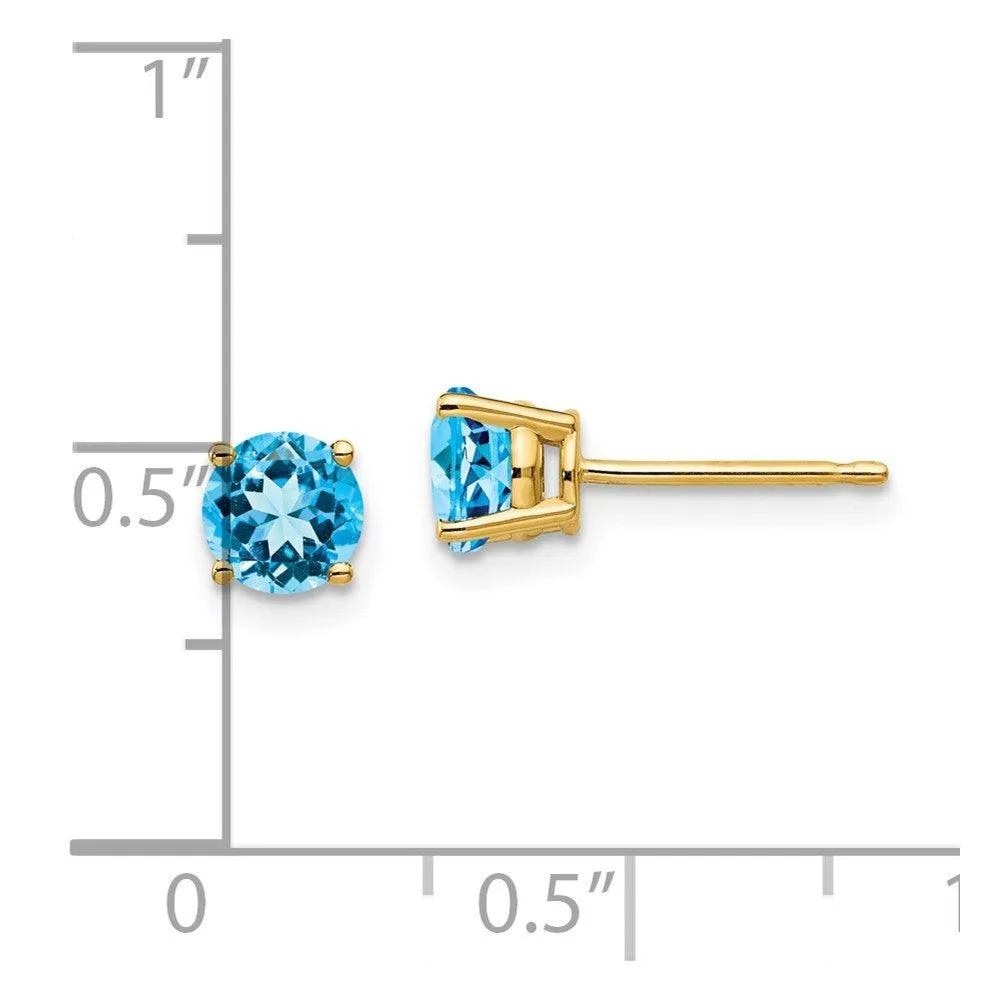 14k 5mm Blue Topaz Earrings