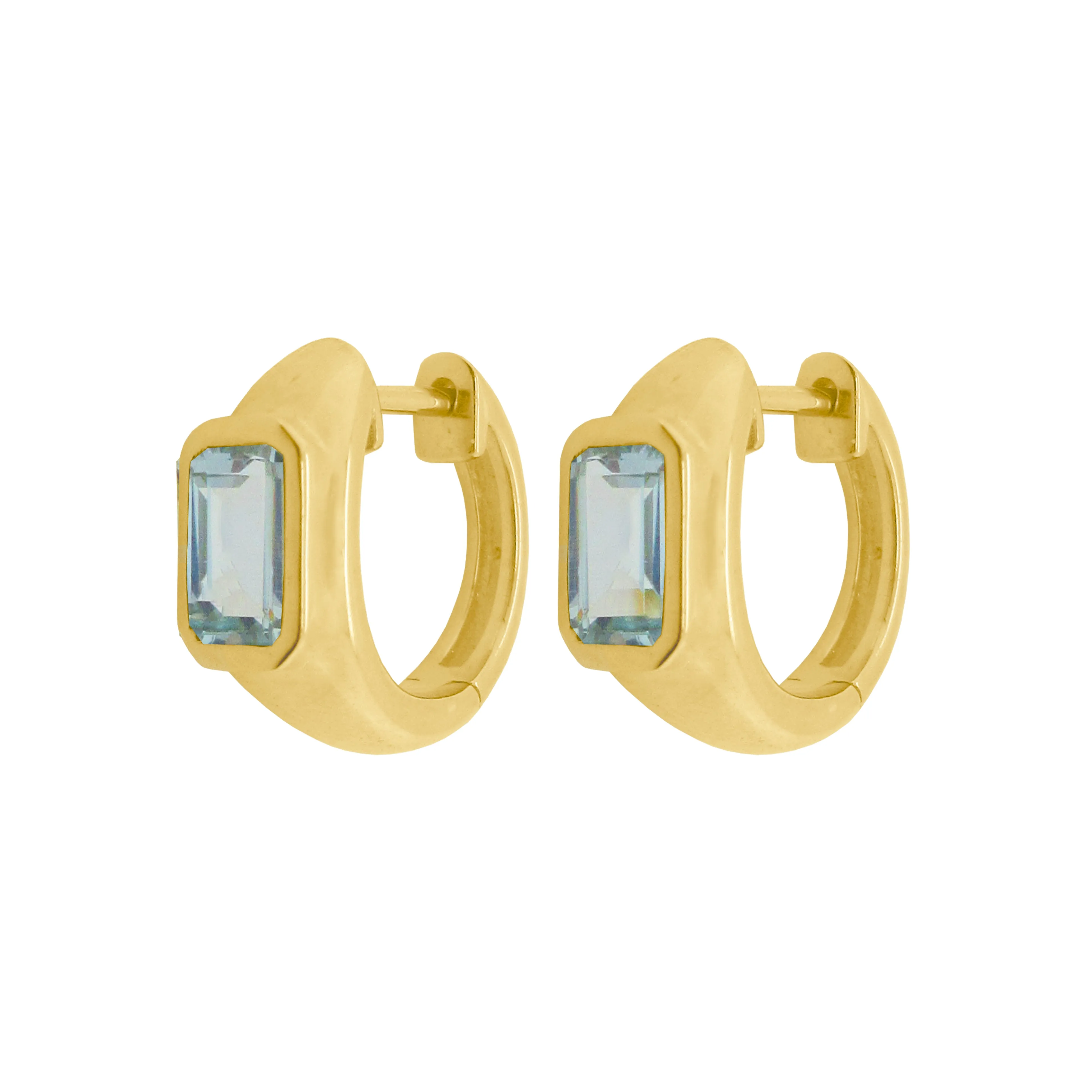 14K GOLD BLUE TOPAZ FREYA HUGGIES