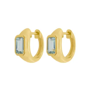 14K GOLD BLUE TOPAZ FREYA HUGGIES