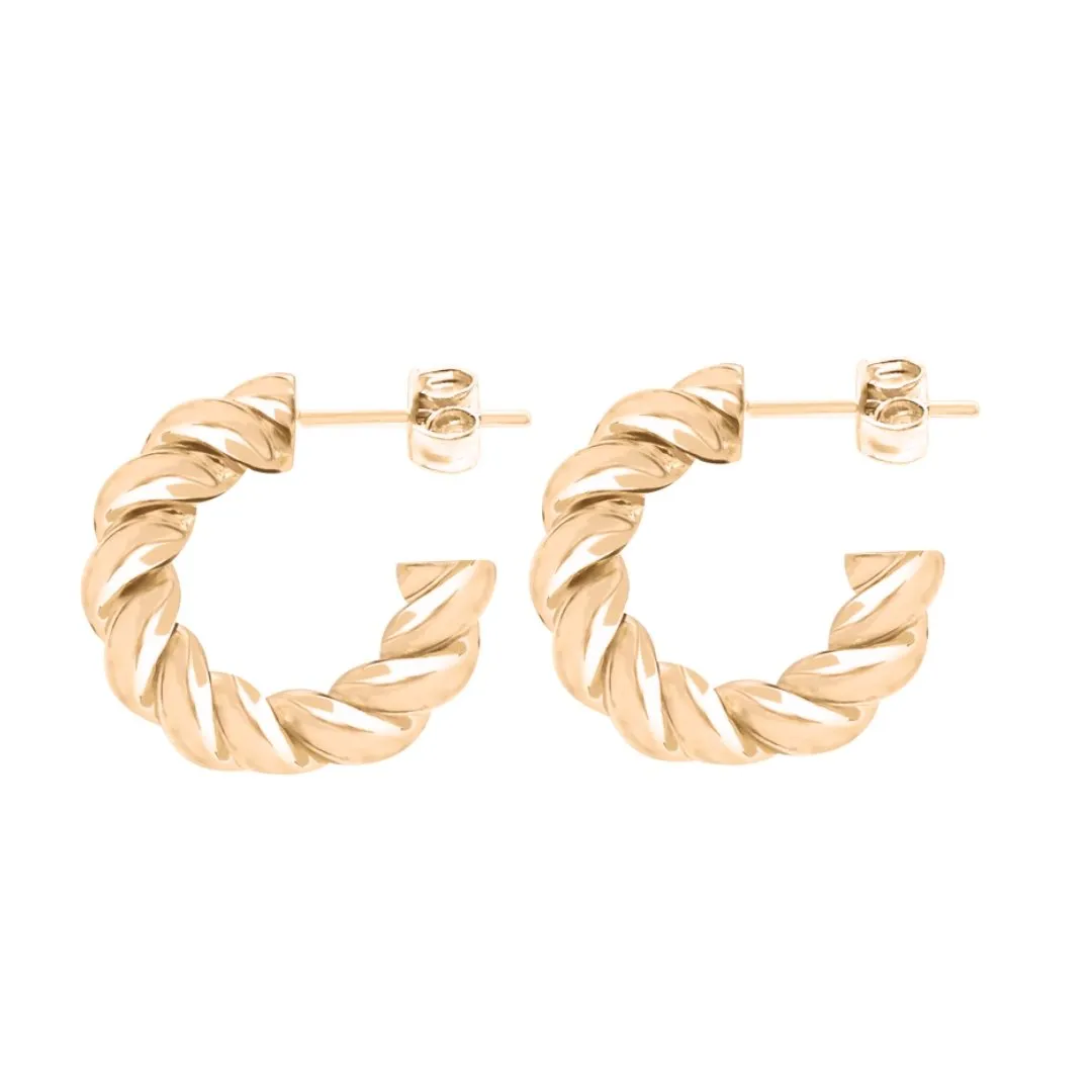 14k Gold Twist Rope Hoops