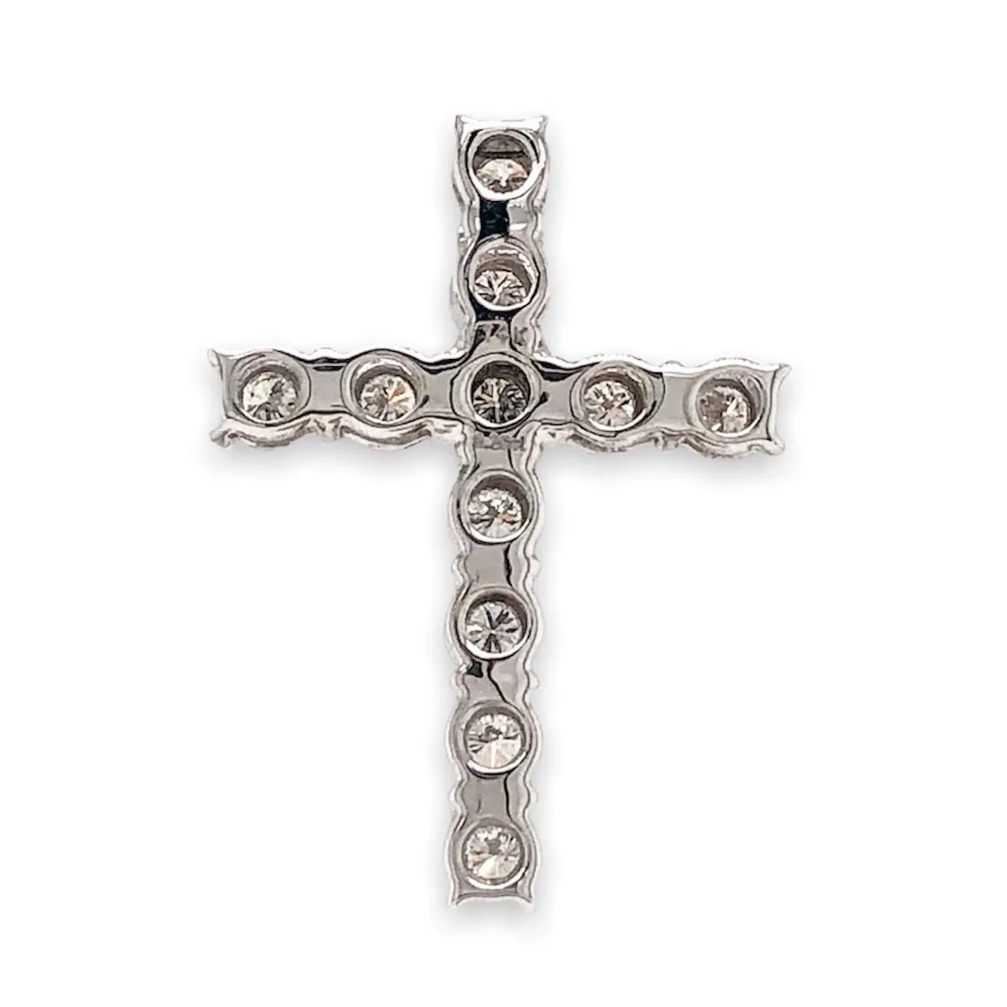 14K W Gold J/SI1 0.25cttw Diamond Cross 20mm