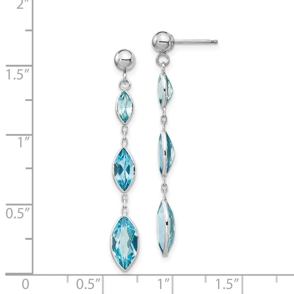 14K WG Blue Topaz Post Earrings