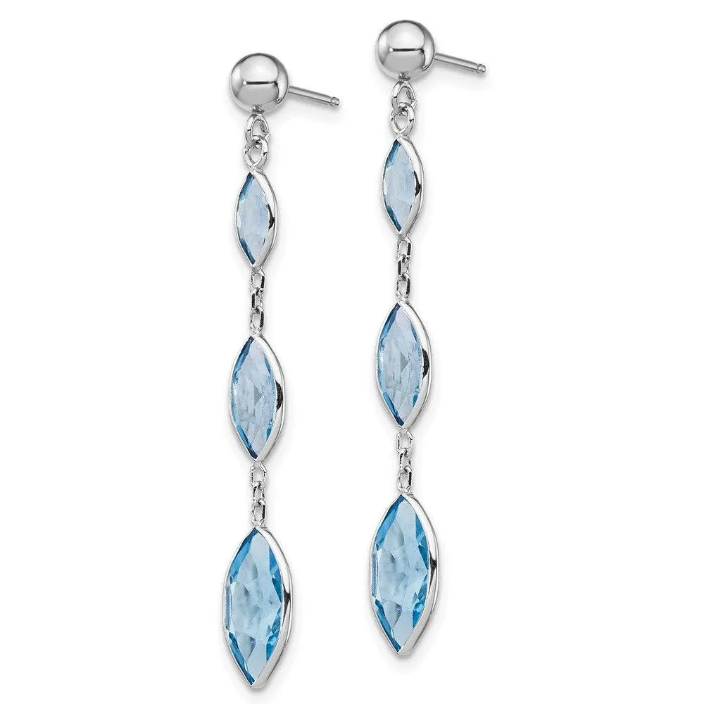 14K WG Blue Topaz Post Earrings