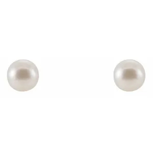 14K White Cultured White Freshwater Pearl Earrings