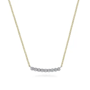 14K Yellow & White Sapphire and Natural Diamond 17.5 inch Necklace