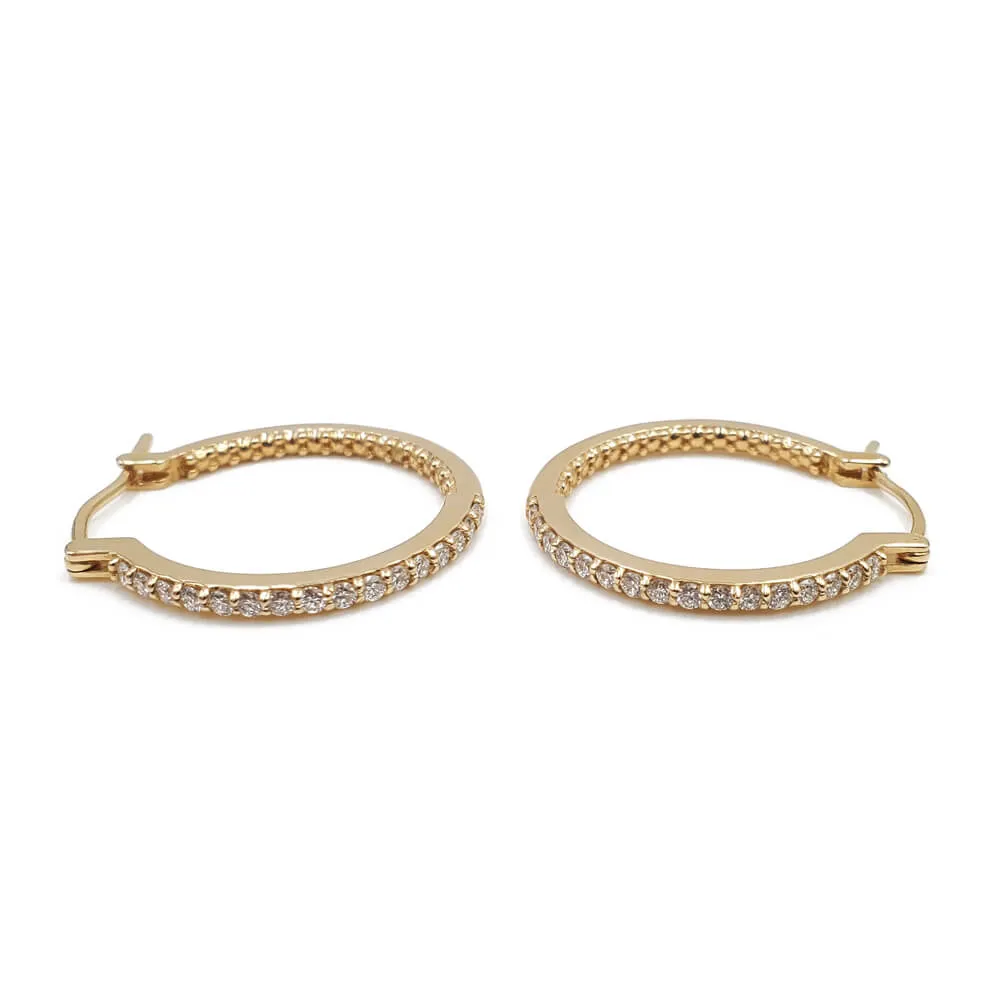 14K Yellow Gold Diamond Hoop Earrings, 0.55ctw, 4.55g