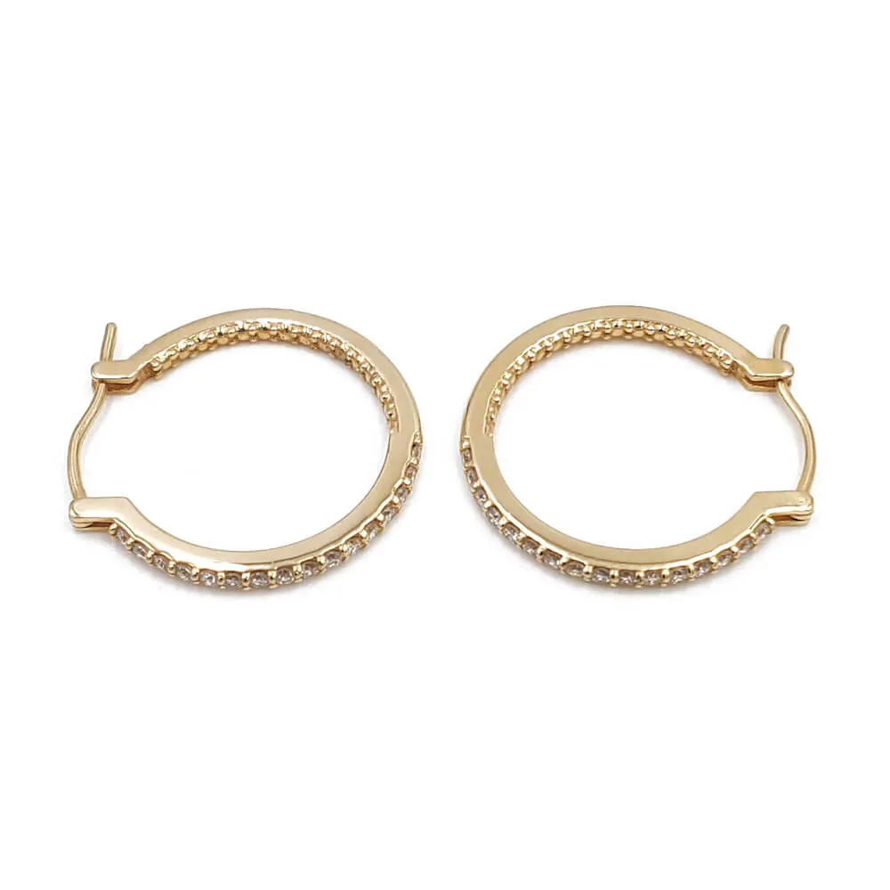 14K Yellow Gold Diamond Hoop Earrings, 0.55ctw, 4.55g