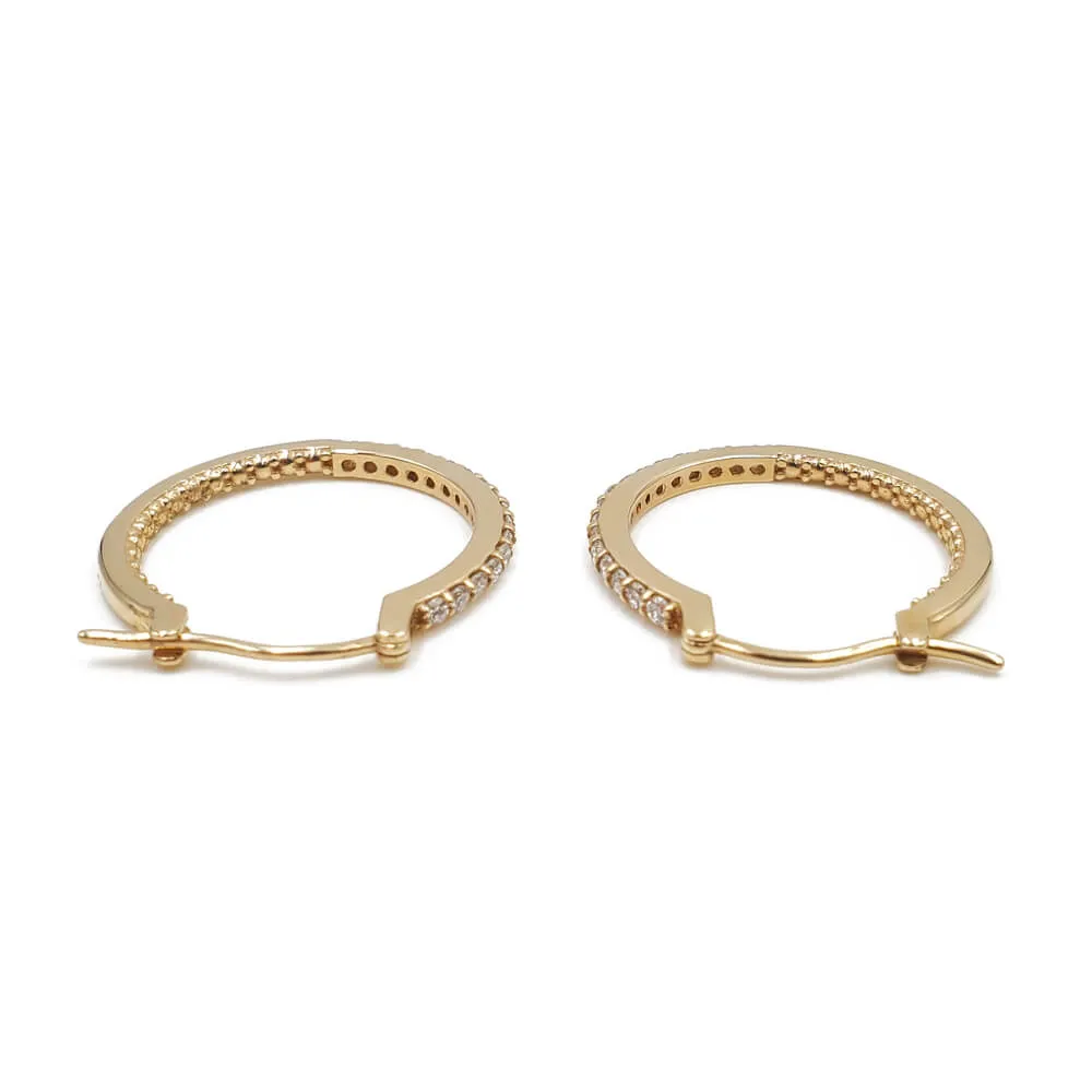 14K Yellow Gold Diamond Hoop Earrings, 0.55ctw, 4.55g