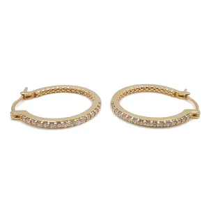 14K Yellow Gold Diamond Hoop Earrings, 0.55ctw, 4.55g