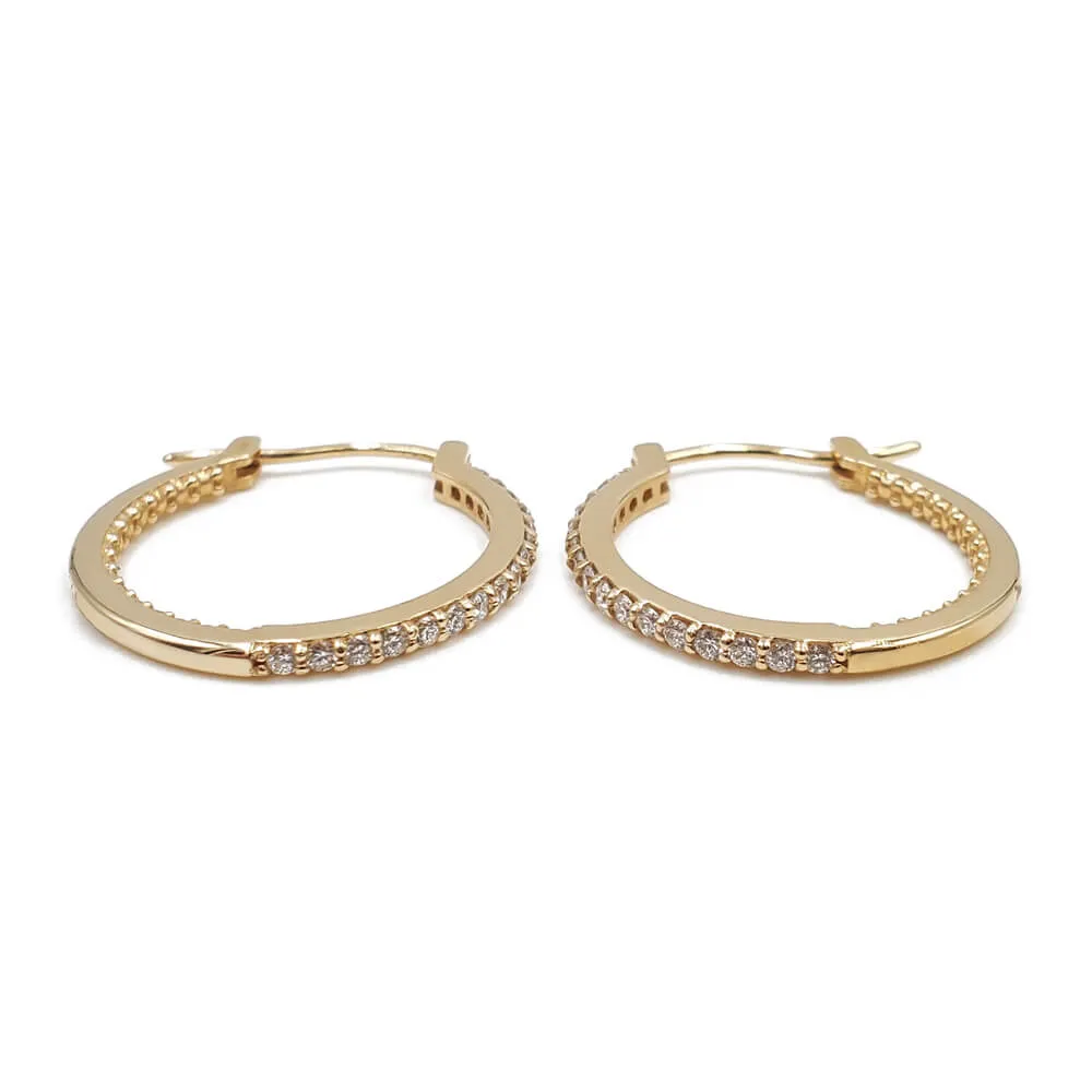 14K Yellow Gold Diamond Hoop Earrings, 0.55ctw, 4.55g