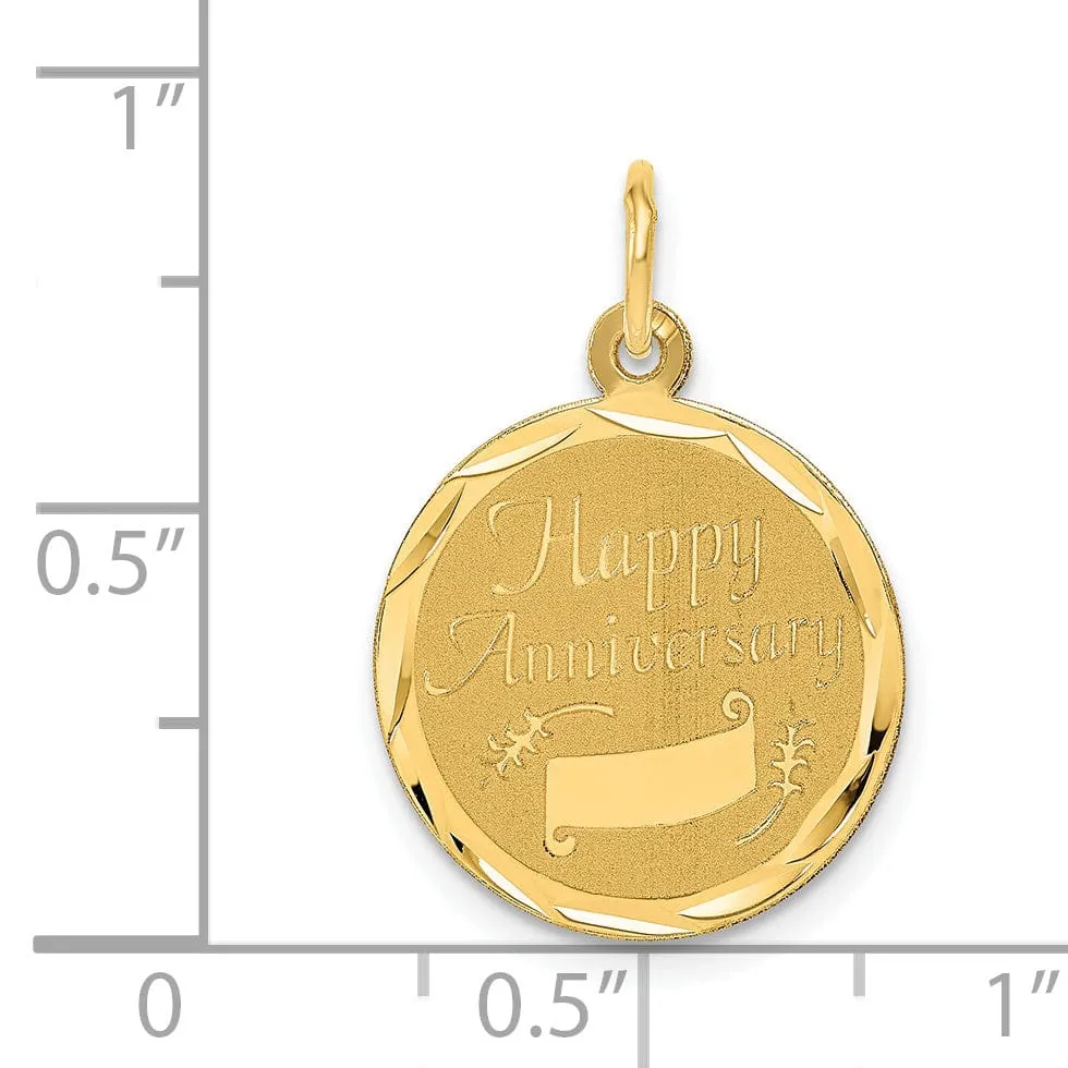 14k Yellow Gold Happy Anniversary Charm Pendant