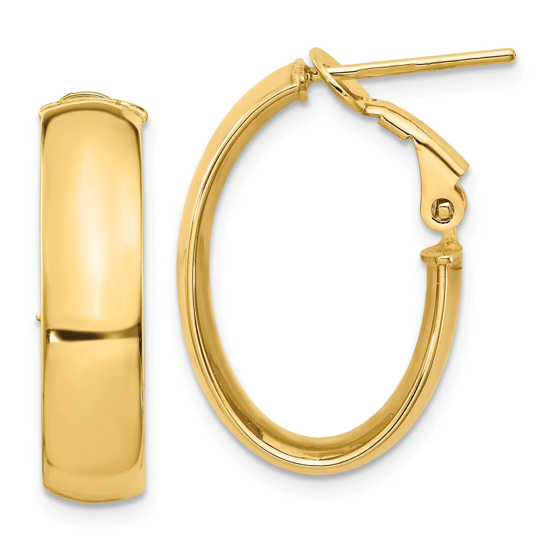 14k Yellow Gold High Polished Omega Hoop Earring