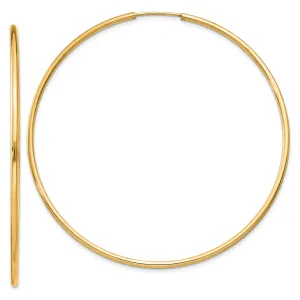 14k Yellow Gold Polished Endless Hoops 1.5mm x 54mm