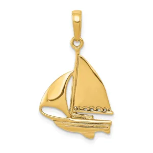 14k Yellow Gold Sailboat Pendant