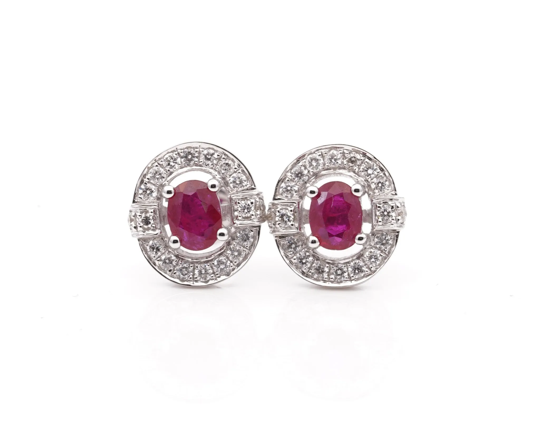 18CT White Gold Ruby and Diamond Earrings