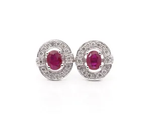 18CT White Gold Ruby and Diamond Earrings