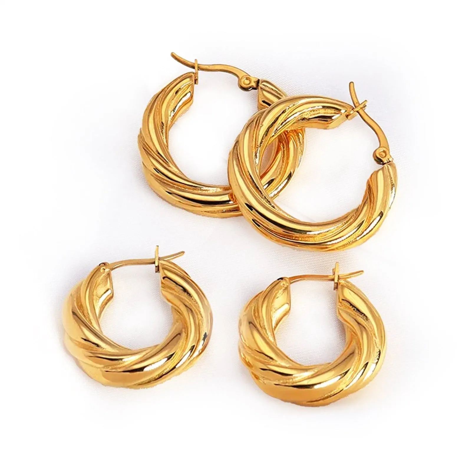 18K Gold-Filled Twisted Hoop Earrings