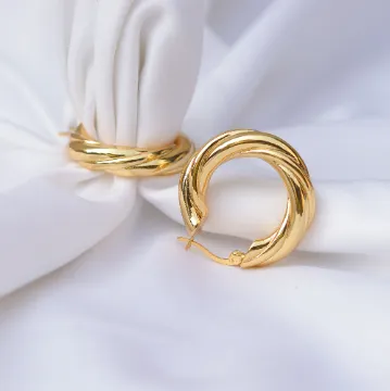 18K Gold-Filled Twisted Hoop Earrings