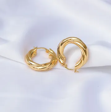 18K Gold-Filled Twisted Hoop Earrings