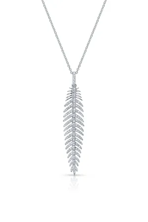 18kt White Gold Feather Pendant