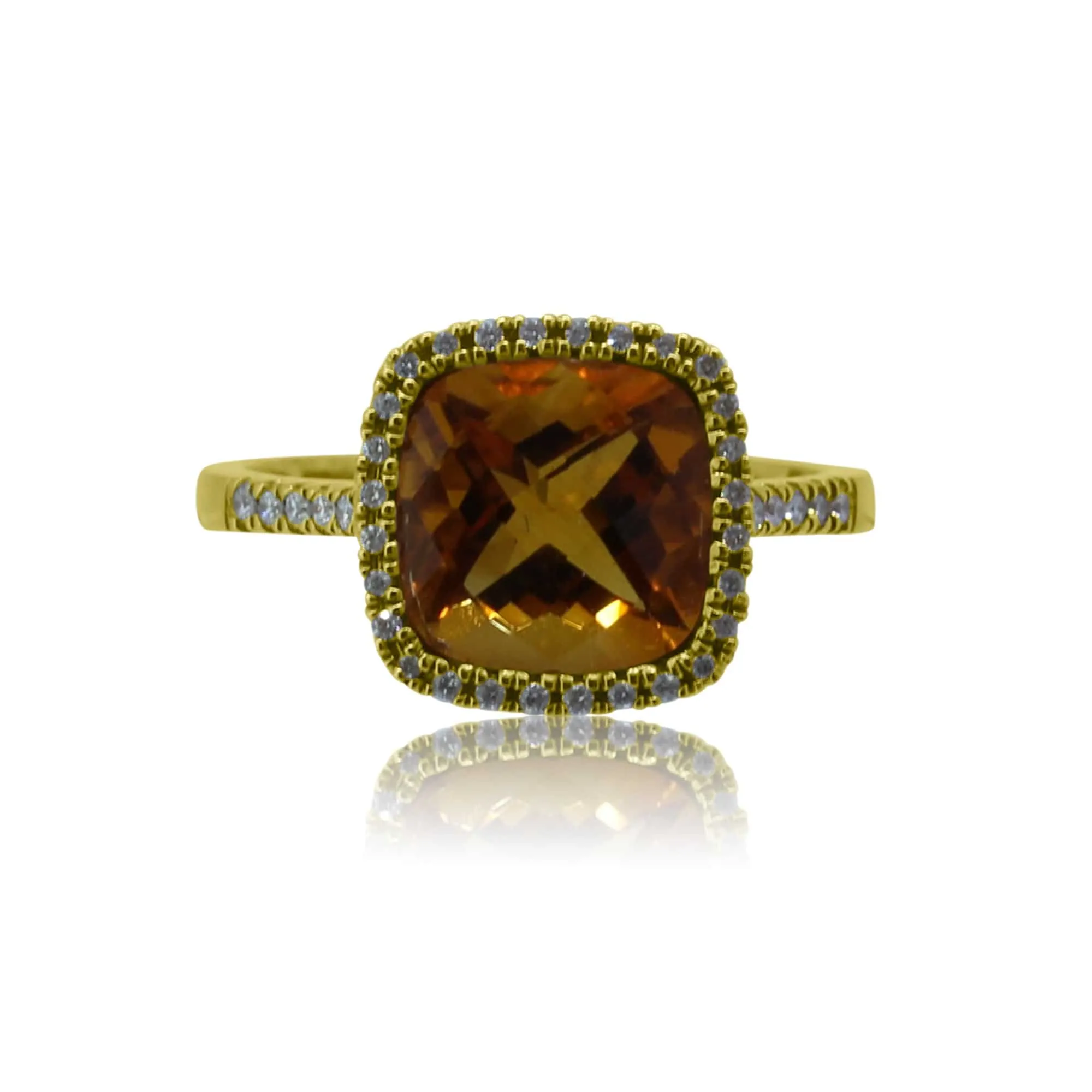 18kt Yellow Gold Citrine and diamond ring