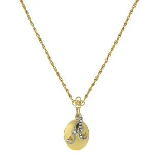 1928 Jewelry Crystal Initial Gold Locket Necklace 16"