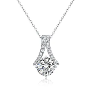 2 Carats Moissanite Diamond Pendant Necklace 925 Sterling Silver XMFN8154