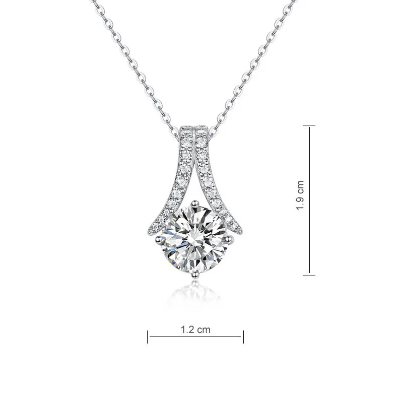 2 Carats Moissanite Diamond Pendant Necklace 925 Sterling Silver XMFN8154