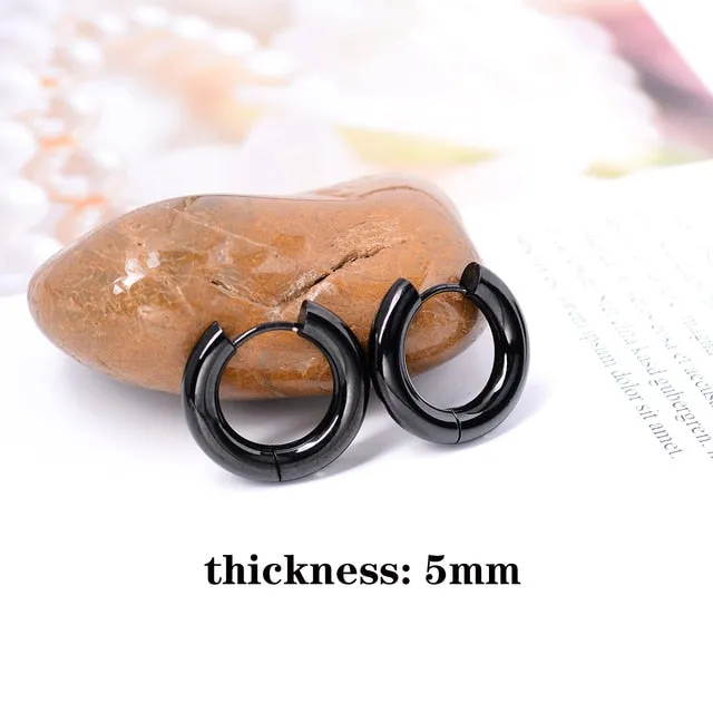 2PC /Set Stainless Steel Small Hoop Earrings for Women Men Gold Black Circle Thick Ear Ring Huggie Earrings Hoop Piercing 2020