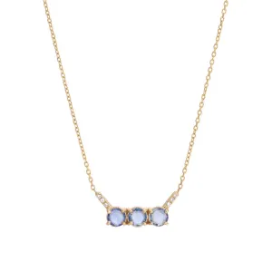 3 Rose Cut Blue Sapphire Equilibrium Necklace