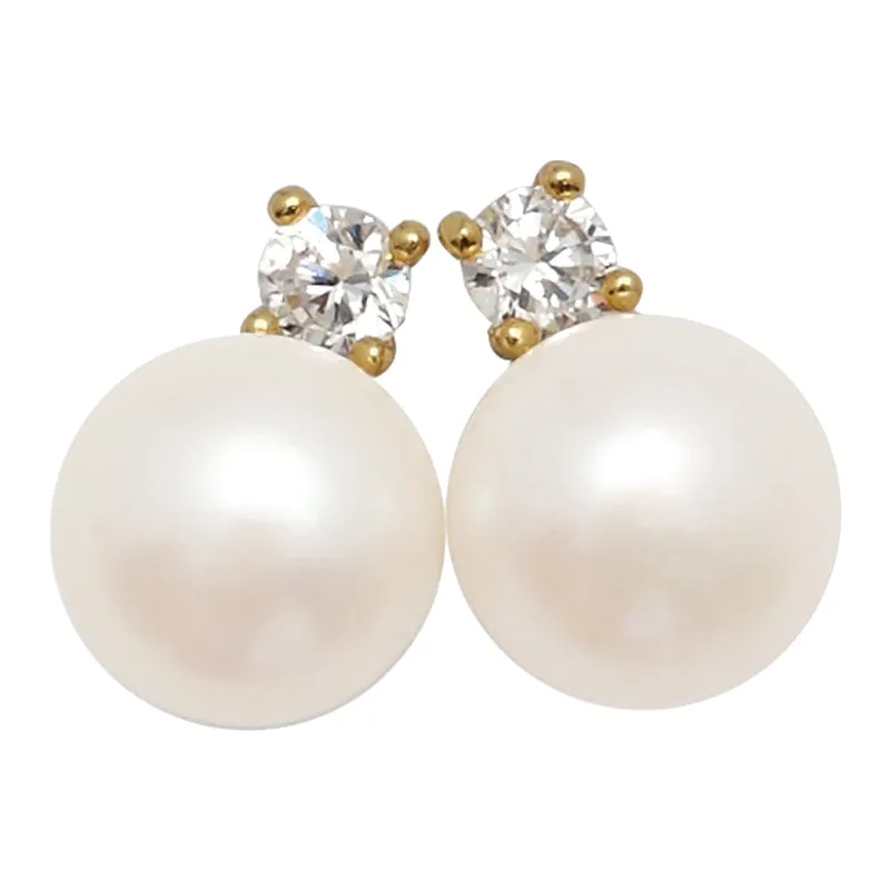 316-01-G | COCO EARRING 11MM (WHITE ON GOLD)