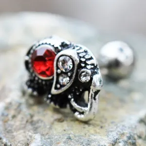 316L Stainless Steel Ruby Red Jeweled Elephant Cartilage Earring