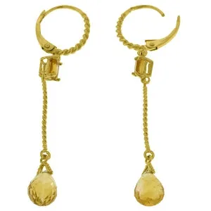 3.5 Carat 14K Solid Yellow Gold Rockstar Citrine Earrings