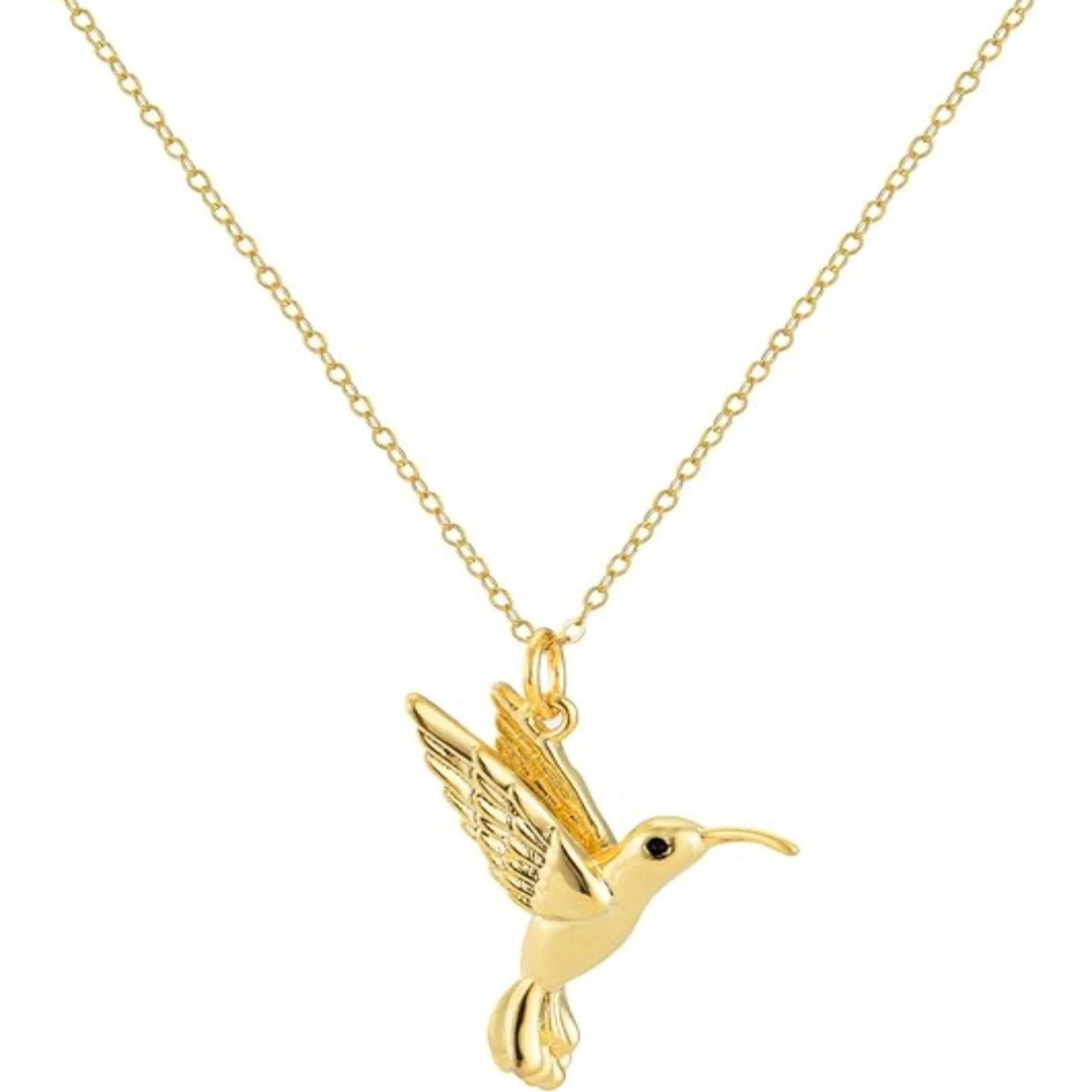 3D Gold Hummingbird Pendant Necklace