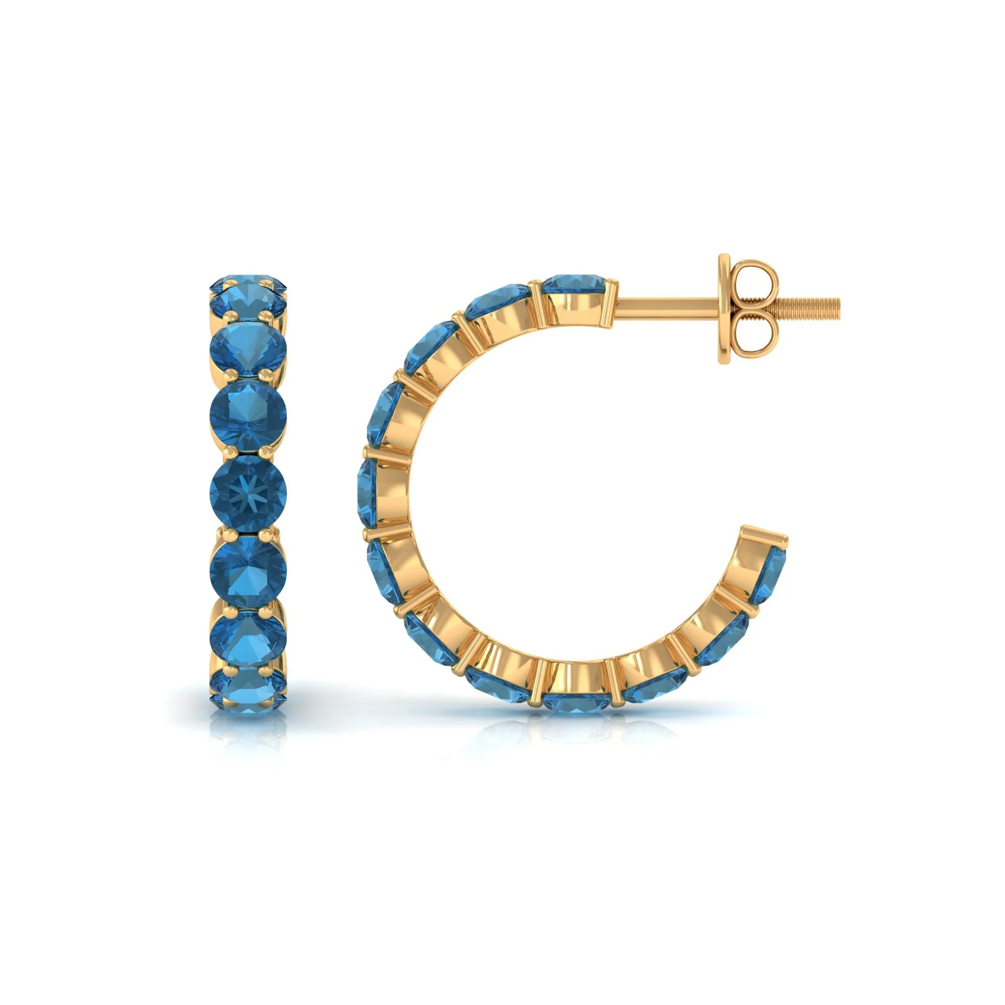 4.25 CT London Blue Topaz Eternity Hoop Earring