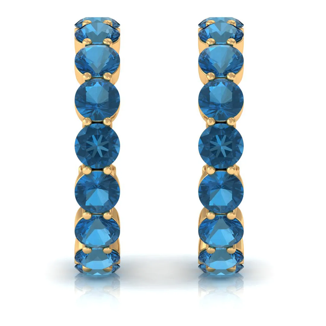 4.25 CT London Blue Topaz Eternity Hoop Earring