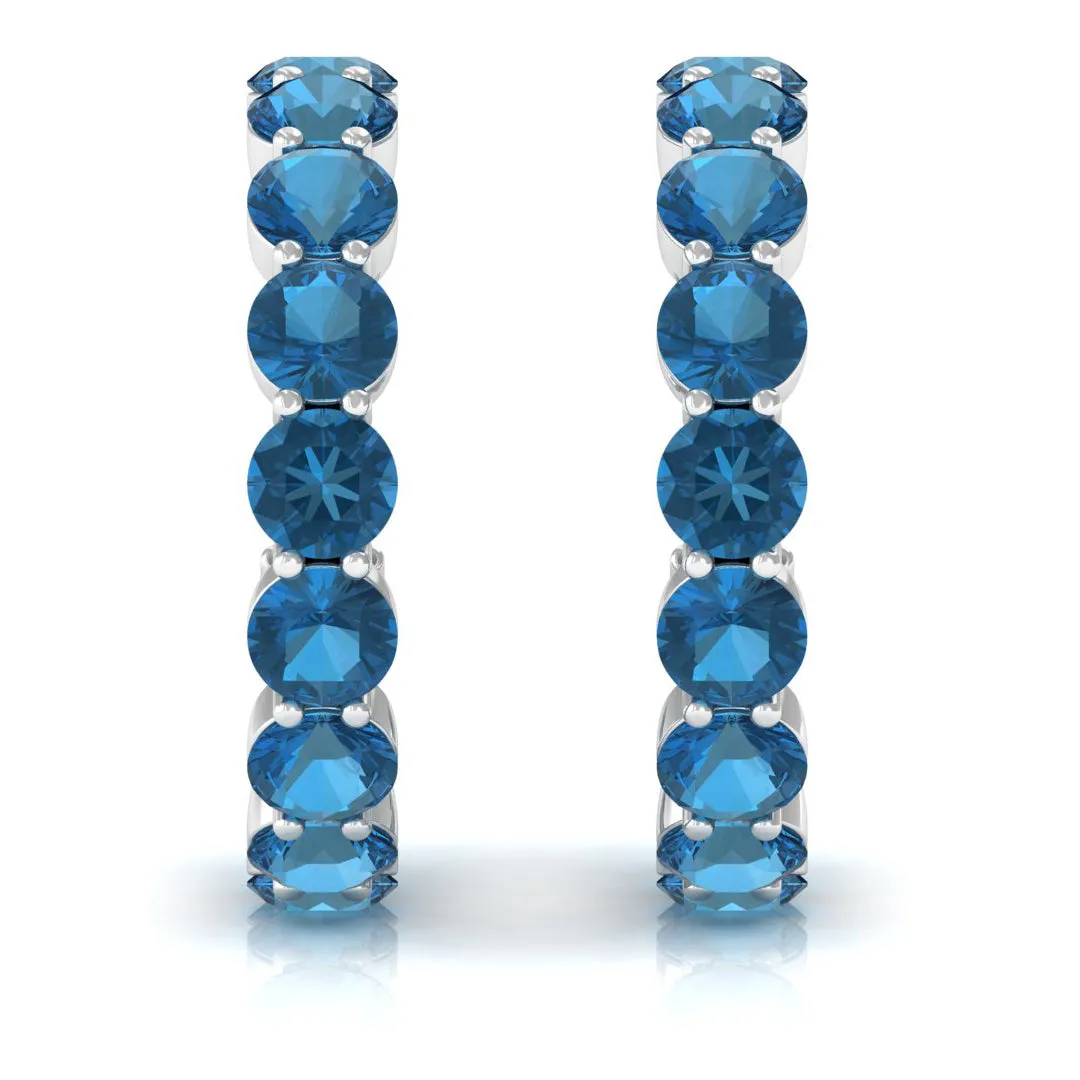 4.25 CT London Blue Topaz Eternity Hoop Earring