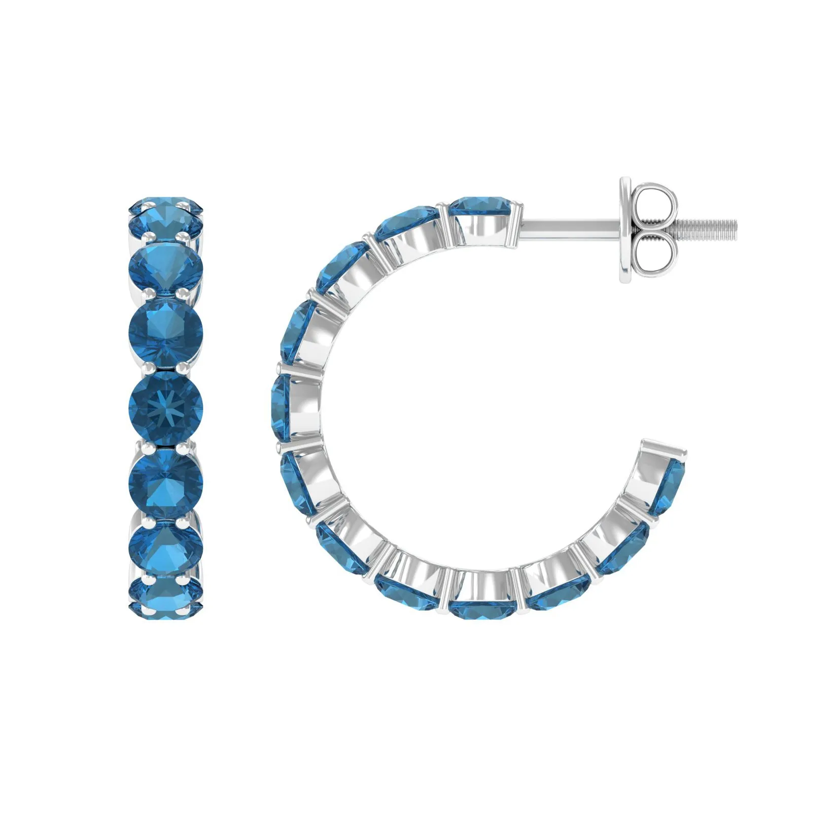 4.25 CT London Blue Topaz Eternity Hoop Earring