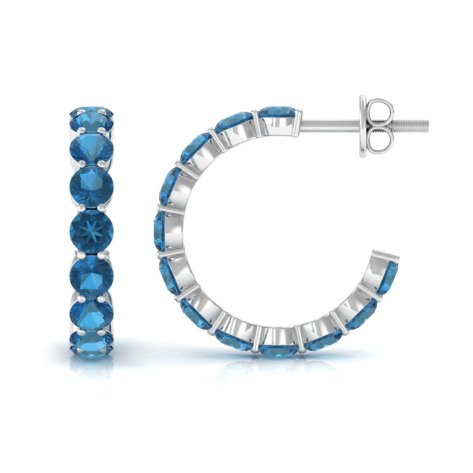 4.25 CT London Blue Topaz Eternity Hoop Earring